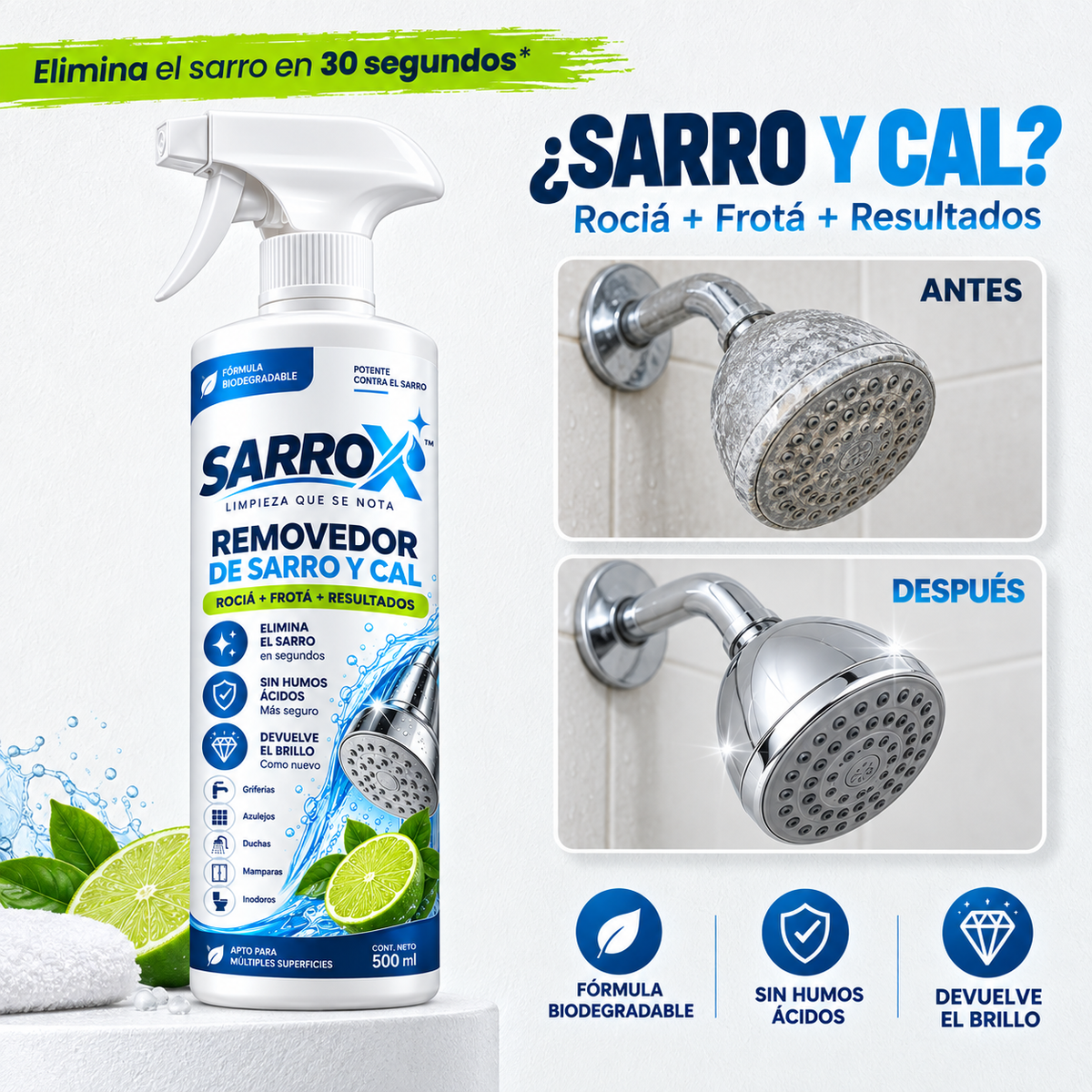 SARROX™ Removedor de Sarro y Cal — Limpieza que se Nota